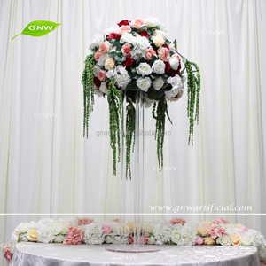 GNW <span class=keywords><strong>CTRA</strong></span>-1705019 Rose en soie blanc Rose fleur couleurs table à manger de mariage centres de table avec support en acrylique - Product Image 3