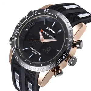 STRYVE Men Fashion Casual Sport Wristwatch Water Resistant Dual Time Analog Digital Display watch men luxury sport