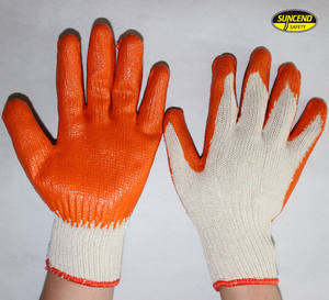 10 jauge coton lisse rouge gants de travail enduits de latex pour la Corée - Product Image 3