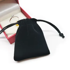 Velvet Drawstring Bag Custom Black Small Gift Drawstring Jewelry Ring Bag Velvet Pouch