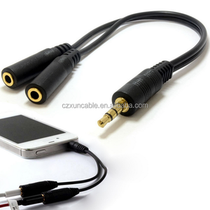 Stereo 3.5mm lapis emas, 1 laki-laki ke 2 perempuan Audio Jack Y Splitter kabel adaptor Headphone berbagi musik - Product Image 3