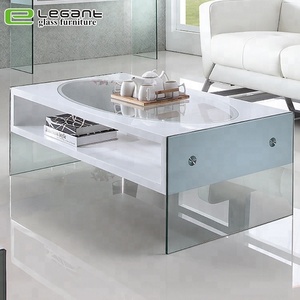 โต๊ะกาแฟ <span class=keywords><strong>KAGAWA</strong></span> สีขาวไฮกลอส MDF ขากระจกนิรภัย - Product Image 3