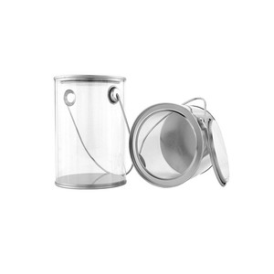 OEM design clear PVC plastic bucket with tin lids bottom