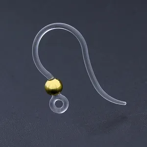 Hypoallergenic resin earring hook plastic earring wire with golden ball