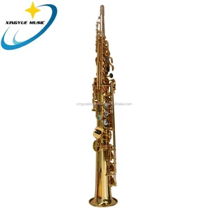 Hot Koop Bb Sopraan Saxofoon Elektroforetische Verf Oppervlak Geel Messing Body Bakeliet Mondstuk Goedkope Prijs