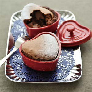 Mini casseroles en céramique, ustensiles de cuisine, en forme de cœur avec glaçage rouge - Product Image 2