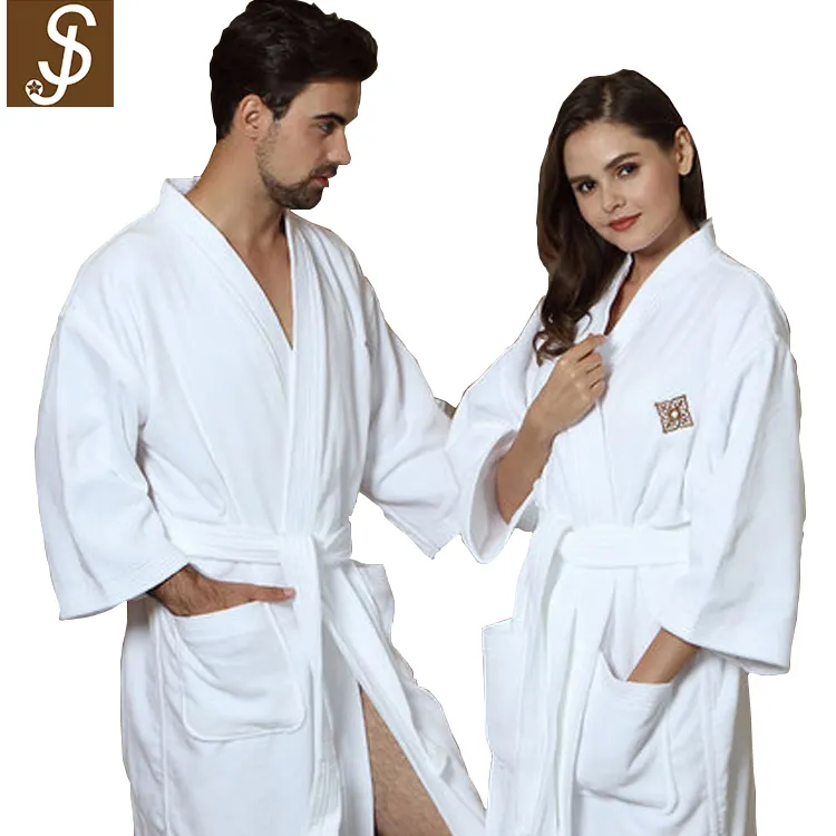 S&J Men Hotel Bathrobe Sleepwear Women's White Cotton Bath Robes Hotel Luxury Waffle Bathrobe for Men