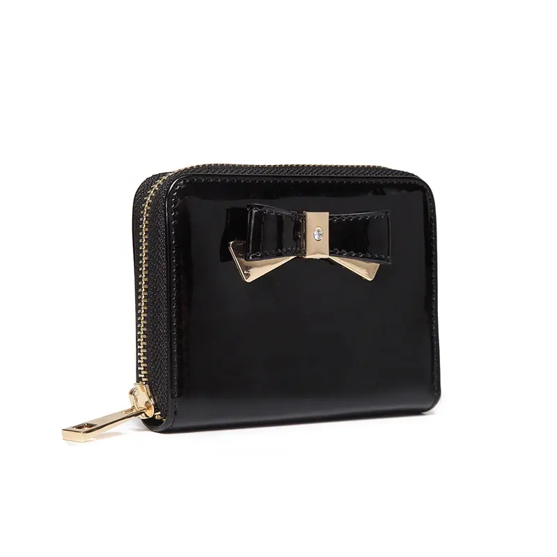 black coin women zip around wallet