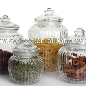 4pcs glass storage jar set glass canister with dome lid