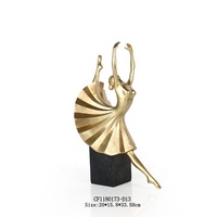 Statue de danseuse de ballet sexy en résine avec feuilles d'or, décoration de bureau, salle de danse, sculpture, décoration d'intérieur, artificielle