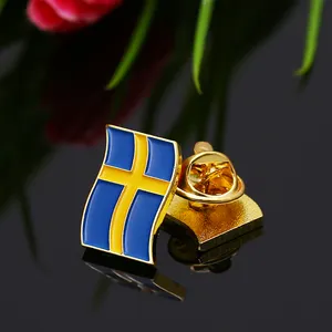 Pin de solapa de Metal personalizado, insignia de solapa con bandera de Suecia, para sombrero y tela, diseño hecho a mano