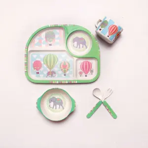 Biodegradable and recyclable Customized animal shape bamboo fibre kids dinner set