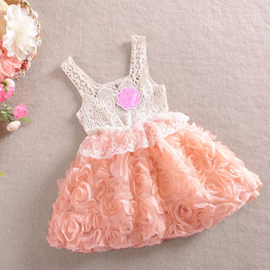 Venta al por mayor unique pink rose red kids girl vestido de noche - Product Image 2