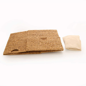 Cesta de Lavandería Plegable Hecha a Mano de Mimbre y Madera Tejida, Económica - Product Image 3