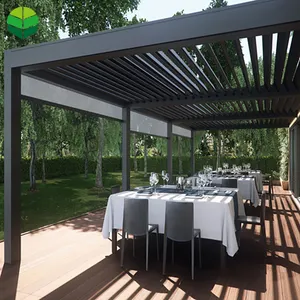 Gazebo con pergolato in vinile con copertura per Patio a feritoia con luce a Led