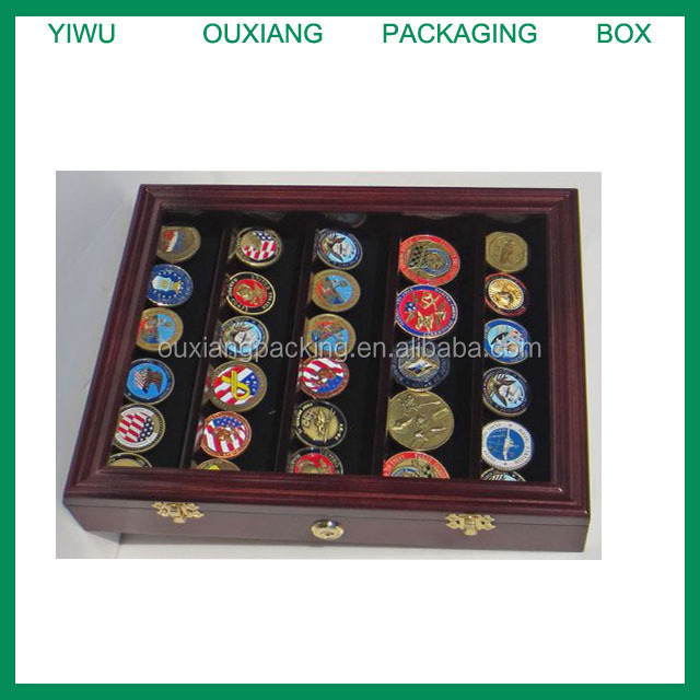Challenge Présentoir pour pièces de monnaie, présentoir de pièces de défi, présentoir militaire, porte-pièces de monnaie carmanon acrylique, boîte à pièces pour 45 médailles militaires, jetons de