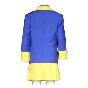 Nuovi Arrivi: Set Uniforme Scolastica per Bambine con <span class=keywords><strong>Blazer</strong></span> Blu e Gonna Plissettata Gialla con Cravatta, Ecosostenibile - Product Image 3