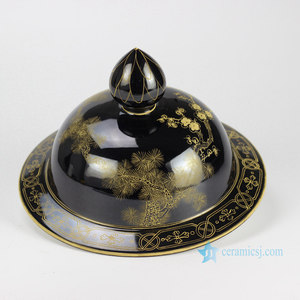 <span class=keywords><strong>Grand</strong></span> pot à gingembre en porcelaine peint à la main avec un motif de grue dorée sur fond noir <span class=keywords><strong>miroir</strong></span> RYLW15 - Product Image 3