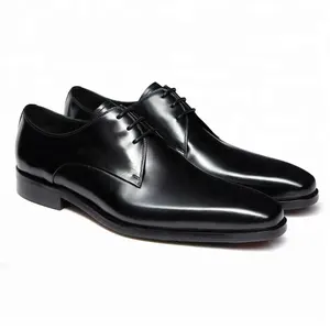 Moda vintage da moda couro liso sapatos pretos para os homens