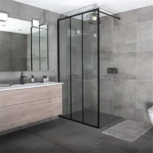 Расширенная черная рамка, чистая алюминиевая дверь для ванной и душа