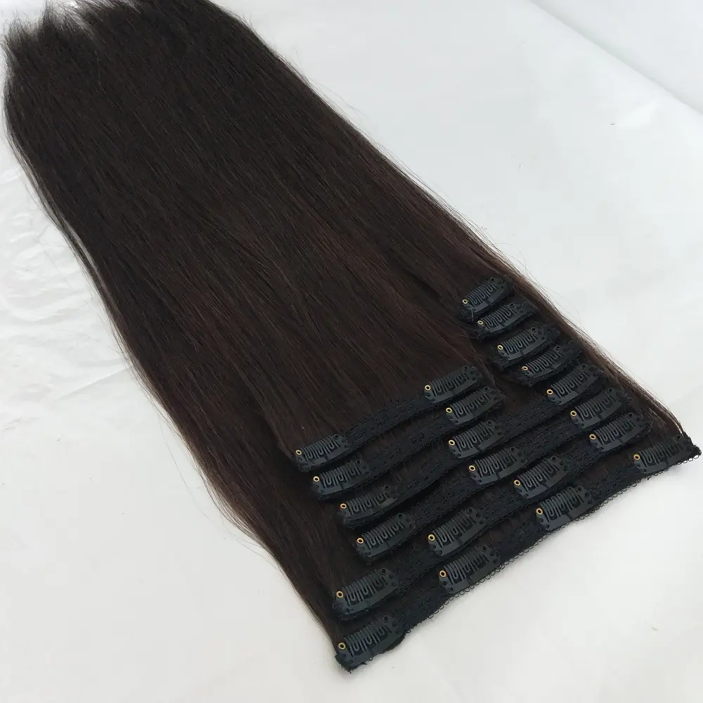 20inch 160g Fullhead Set Brazilian Virgin Remy Cuticle Aligned Natural Human Hair Clip In Human Hair Extensions