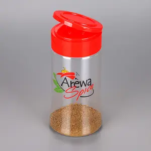 Fabrika doğrudan ucuz pet plastik baharat kürdan kap baharat şişesi çalkalayıcı baharat 140g 280g biber tuz