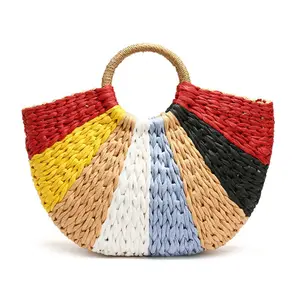 2019 new fashion women's bag holiday package straw bag color beach bag