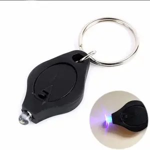 Chaveiro de tocha detector de dinheiro descartável, luz uv de pvc da promoção 365nm