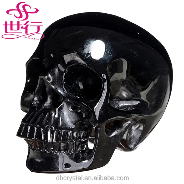 Оптовая продажа китайских хрустальных черепов ручная резьба полированный обсидиановый хрустальный череп для украшения