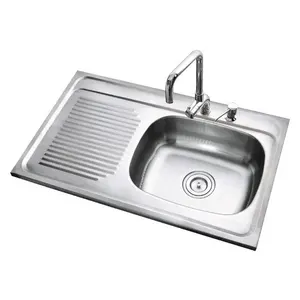 CS8050R 800x500mm Stainless Steel Deep Drawn Press Topmount Single Round Bowl Apartment Kitchen Sink with Drainboard