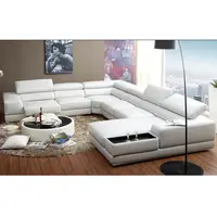 Modern U-Shaped White Leather Extra Large Sectional Sofa Design