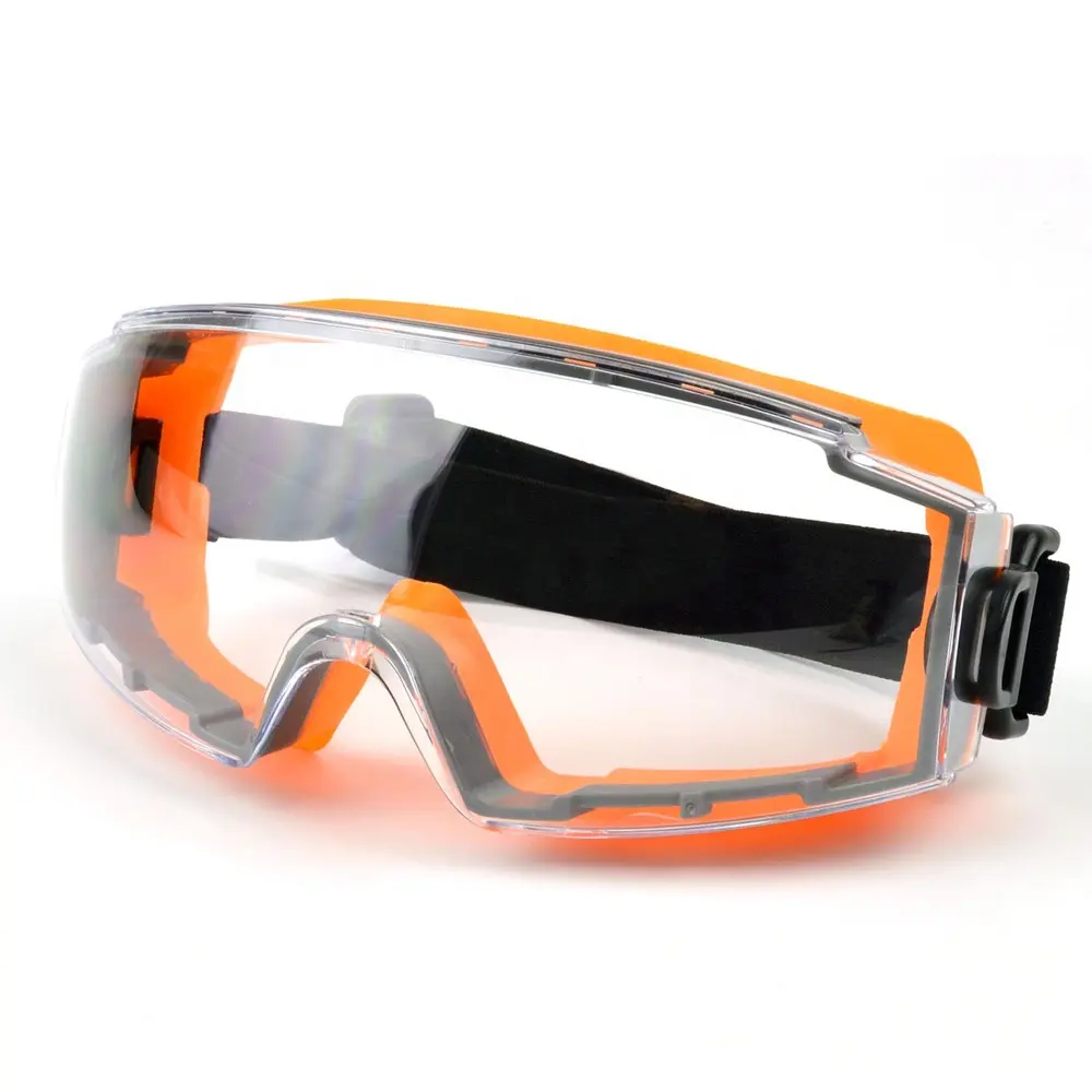 OMG EN166 splash fog proof fit-over plastic protective safety glasses goggles with adjustable strap