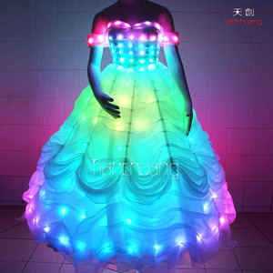 Plein Couleur Showgirl LED Costume Nouveau Design LED De Mariage Robe CONDUIT Robe De Soirée - Product Image 1