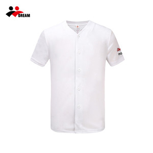 Menor preço Poliéster Branco V-neck Impresso <span class=keywords><strong>Baseball</strong></span> <span class=keywords><strong>Jersey</strong></span> Camisa Quick Dry Sublimação Imprimir Botão Down <span class=keywords><strong>Baseball</strong></span> Jerseys - Product Image 1