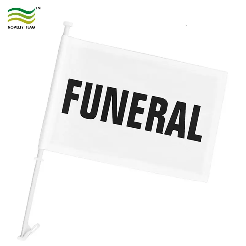 Blank White Polyester Funeral Procession Car Flag