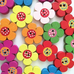 Boutons à fleurs colorés, 4 trous par lot, pour enfants