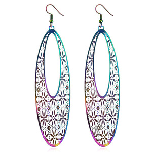 Color hueco hoja simétrica pendientes Dazzle Acero inoxidable hoja cuelga los pendientes - Product Image 1