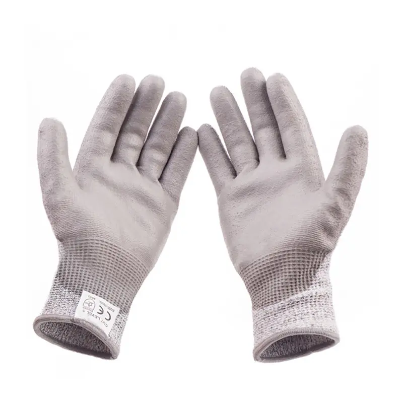 通気性ガラスハンドリングHPPE安全作業ミットguantes de trabajoカット耐性PUコーティング手袋
