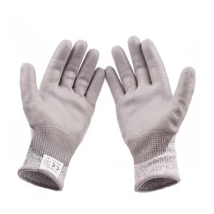 Găng Tay Làm Việc An Toàn Xử Lý Bằng Kính Thoáng Khí Găng Tay Bọc PU Chống Cắt Guantes De Trabajo