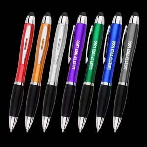 Özel Led ışık Up hediye yumuşak dokunmatik ekran tükenmez kalem ucuz Nite aktif Stylus promosyon tükenmez kalem ile ışık logosu