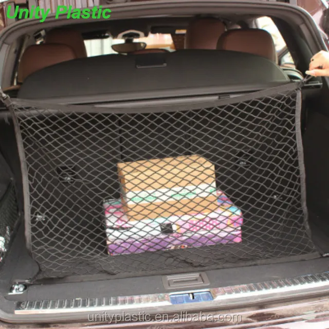 Organizador de armazenamento de carga malha do porta-malha do veículo, 4 ganchos, rede elástica do carro