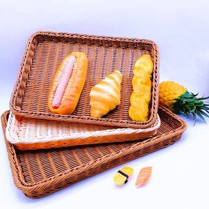 Weaving Plastic Serving Tray Plastic Wholesale Rattan Tiered Modern Weaving Plastic Serving Tray
