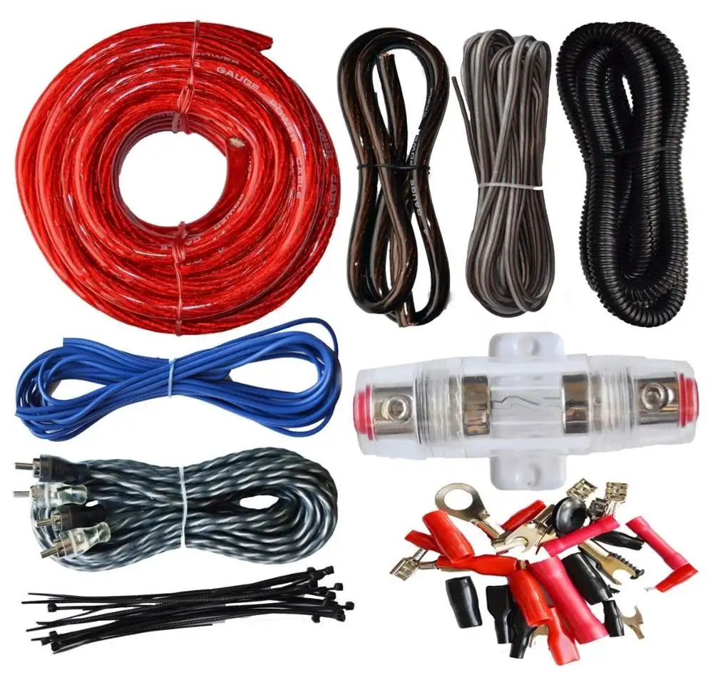 1500 와트 차 증폭기 와이어 링 Kit Audio 서브우퍼 AMP RCA Power Cable AGU FUSE Set