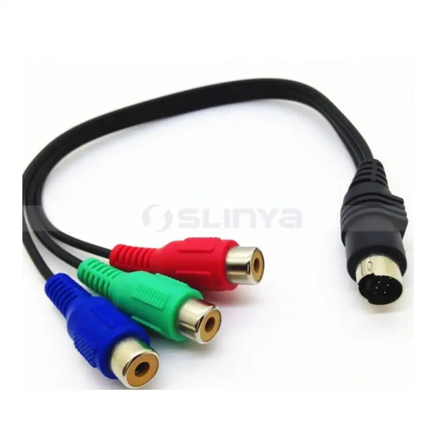 Merah Biru Hijau S VHS 7PIN 9PIN Mini Din Laki-laki Untuk Menang RGB RCA Video Kabel Kabel Perempuan