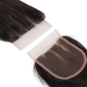 4x4-pelo alineado con cutícula virgen de <span class=keywords><strong>tres</strong></span> partes, cierre frontal de encaje con mechones, tupé natural y recto, cabello humano para mujer - Product Image 2