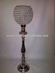 Soporte de pilar de bola de cristal con acabado plateado hecho a mano, decoraciones para fiesta de boda, características de Metal, también se puede usar candelabro - Product Image 2