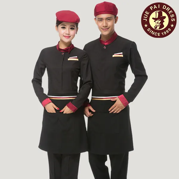 Uniforme de Chef d'hôtel unisexe, uniformes de Restaurant, 17 couleurs