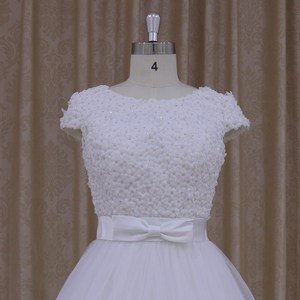 DH003 <span class=keywords><strong>manga</strong></span> corta 3d flor con perlas vestido de huésped de <span class=keywords><strong>la</strong></span> boda vestido del bebé imágenes - Product Image 2