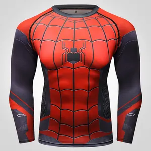 Camisas de compresión de Spiderman para hombre, ropa deportiva de entrenamiento muscular de secado rápido, novedad