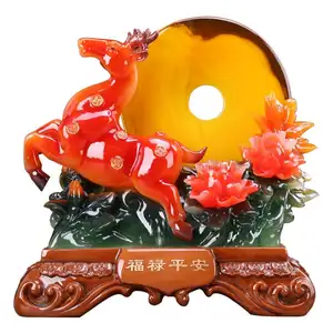 Vendite calde di <span class=keywords><strong>cervo</strong></span> in resina di giada rossa statua di <span class=keywords><strong>cervo</strong></span> artificiale decorativo per i regali di nozze - Product Image 1